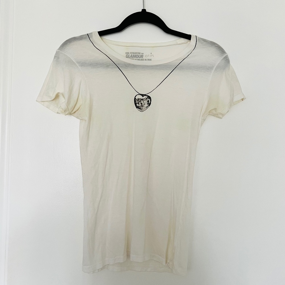 Rare dead stock designer Erin Featherston White Heart T-shirt